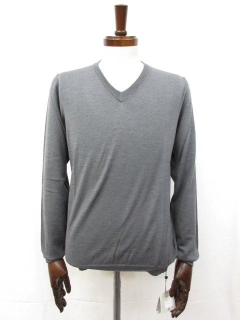 未使用【ザノーネ ZANONE】 810159 Z0290 Z7284 定価44000円 flexwool Vネック ハイゲージ 長袖ニット (メンズ) size50 グレー◯10ZZN0518 【中古】