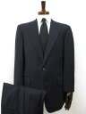 アーカイヴ【エルメネジルドゼニア】トロフェオ生地 シングル2ボタン スーツ (メンズ) 48〜50相当 ネイビー系 ストライプ柄 ◯32RMS1008◯【中古】