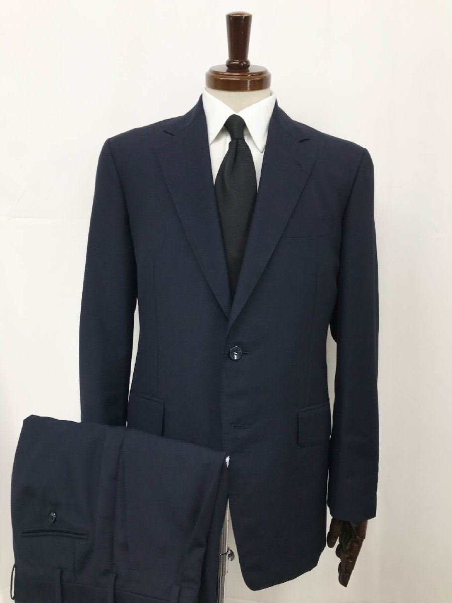 【ヴァンデスト VENTDEST PRIVE BESPORKE】ランバンコレクション生地 2ボタン スーツ (メンズ) size48~50相当 ネイビー 無地 ◯32RMS1061 【中古】