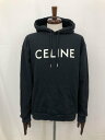 超美品【セリーヌ CELINE】2Y321670Q.38AW ロゴプリント ルーズフーディー コットンフリース パーカー (メンズ) L ブラック 伊製◯17M...