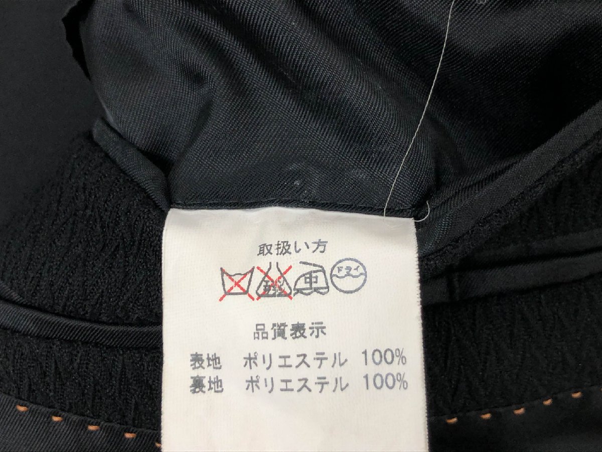 【レイクリーク REYCREEK】ポリエステル ダブル4ボタン ピークドラペル スーツ (メンズ) A6 ブラック 黒 ナチュラルな織柄 ◯32RMS1120◯　【中古】