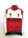 美品【POLO RALPH LAUREN ポロラルフローレン】デカポニー刺繍 ダウンベスト ジレ (メンズ) sizeS レッド×ホワイト系 ◯17MB4558...