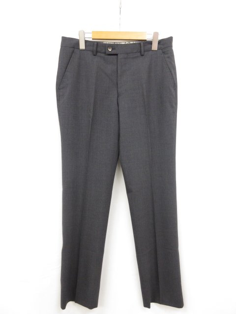 極美品【ポールスミスロンドン Paul Smith LONDON】 ストライプ織柄 ウールスラックス パンツ (メンズ) size80 灰 MK.103051 ◯33MPA3142◯ 【中古】
