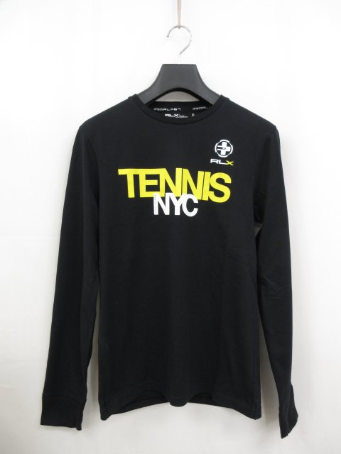 極美品【アールエルエックスラルフローレン】 プリント クルーネック 長袖Tシャツ ロンT (メンズ) sizeS ブラック×ホワイト ◯33MT5625◯ 【中...