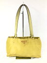 訳あり【プラダ PRADA】 ナイロン 三角プレート トートバック ショルダーバッグ (レディース) イエロー ○5LG3098○ 【中古】