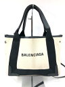 【バレンシアガ BALENCIAGA】 ネイビーカバス XS ロゴ トートバッグ 390346 1081 V 535269(レディース) オフホワイト×ブラック...
