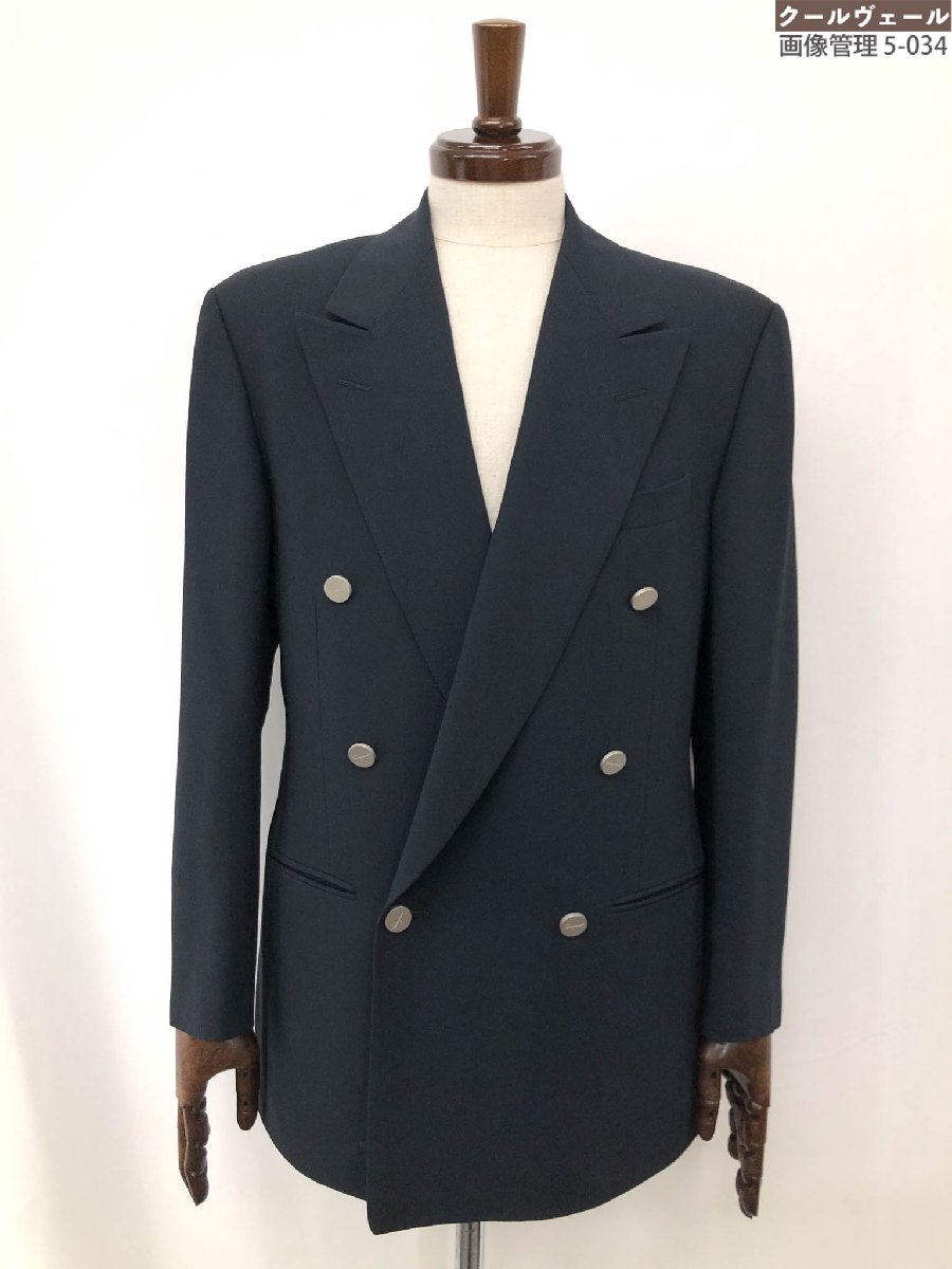 【サルヴァトーレフェラガモ】ダブルブレスト 銀ボタン ブレザー ジャケット (メンズ) size46 ネイビー系 イタリア製 ◯17MJ0250◯ 【中古】