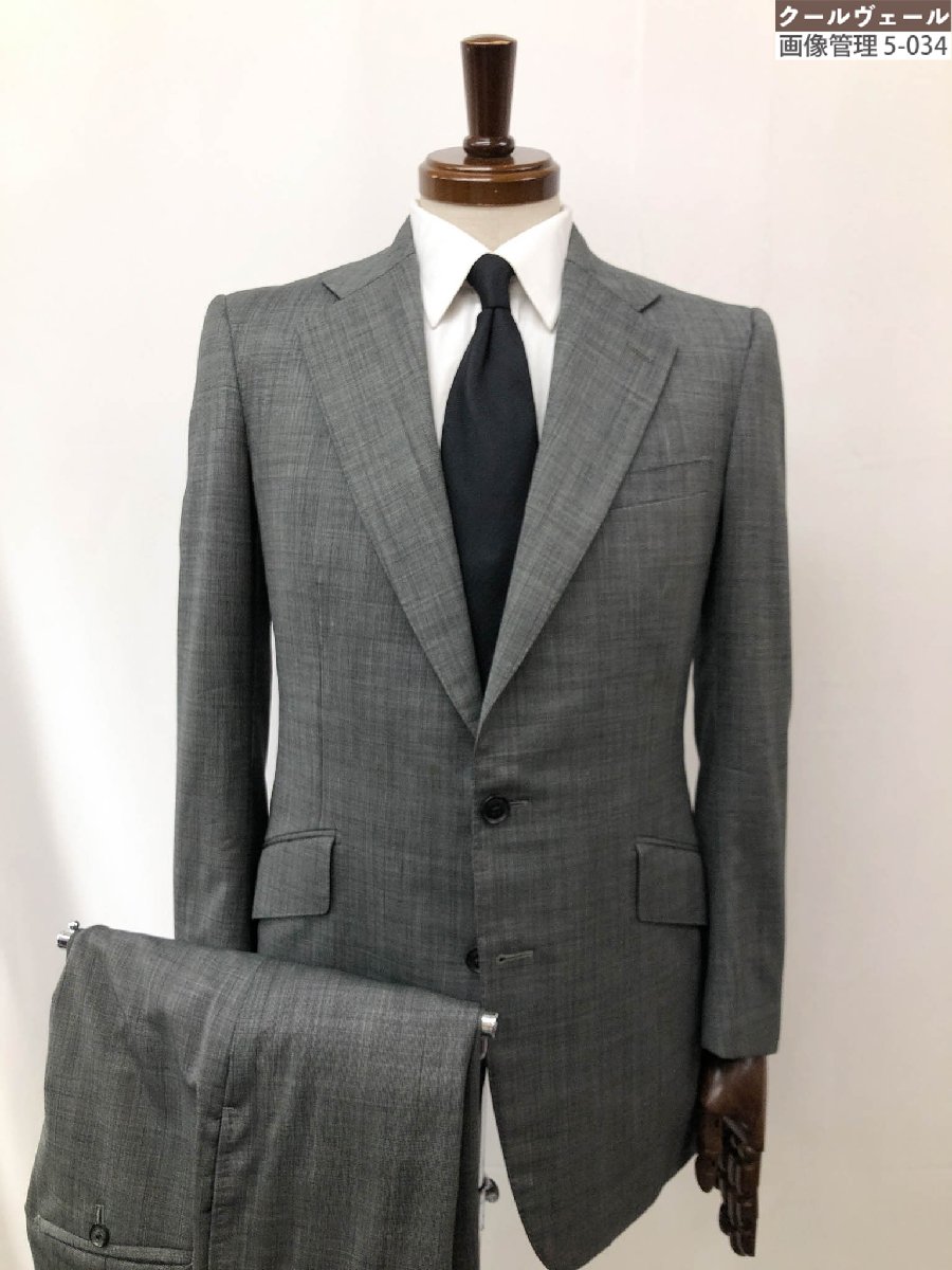 極美品【テーラー&カッター TAILOR & CUTTER 】ハリソンズ生地 2ボタン オーダースーツ(メンズ) 44~46相当 ミディアムグレー ◯32RMS1165 【中古】