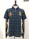 【ポロラルフローレン POLO RALPH LAUREN】コットン100% チェック柄 ポニー刺繍 半袖ポロシャツ (メンズ) sizeXL グリーン系 ◯35MT5893◯ 【中古】