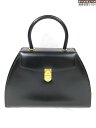 極美品 【LOEWE ロエベ】 ビンテージ カーフレザー アナグラム ハンドバッグ (レディース) ブラック ゴールド金具 ◯5HT2907◯ 【中古】