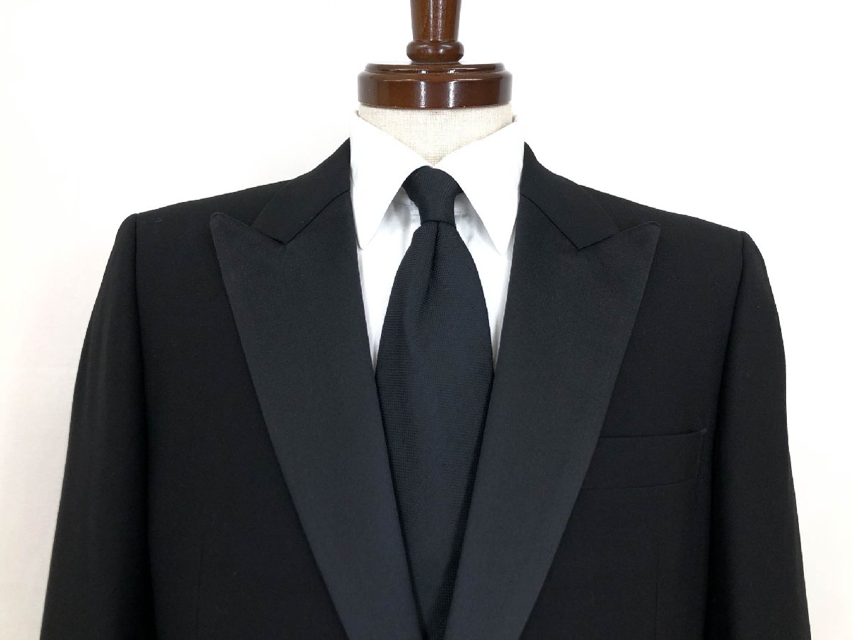 超美品【ソシアル SOCIAL】3JR2184 カシミヤ混 1ボタン タキシードスーツ (メンズ) size46～48相当 ブラック 黒無地 ◯32RMS1301◯　【中古】