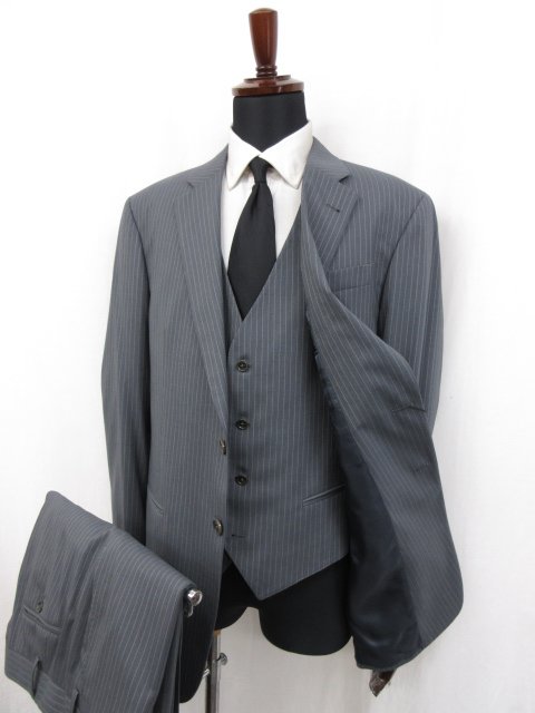 未使用品 【エンポリオアルマーニ EMPORIO ARMANI】 G LINE 2B 3ピーススーツ (メンズ) 52 グレー系 ストライプ 1ZYGBA ZZ083 ◯27EMP085 【中古】