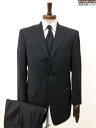 超美品【Ermenegildo Zegna エルメネジルドゼニア】 シルク混 ス・ミズーラ 2142RD 3Bスーツ (メンズ) 46C 黒 ストライプ織柄 ◯33RMS1360 【中古】