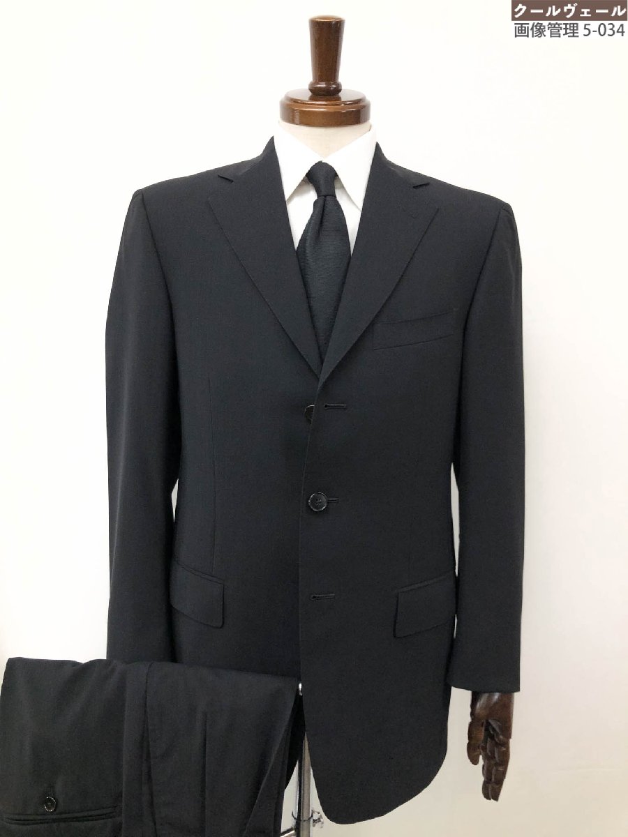 超美品【Ermenegildo Zegna エルメネジルドゼニア】 ス・ミズーラ 2142RD 3ボタンスーツ (メンズ) size46C ブラック ほぼ無地 ◯33RMS1359 【中古】