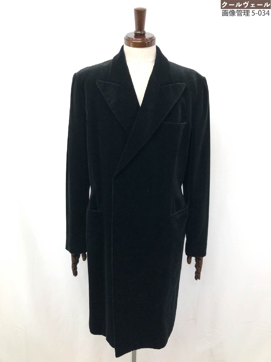 超美品【ジャンポールゴルチエオム】560-5.JK.JG 綿100% 比翼ボタン 肉厚生地 ベロアコート (メンズ) size48 ブラック ◯35MW3870◯ 【中古】