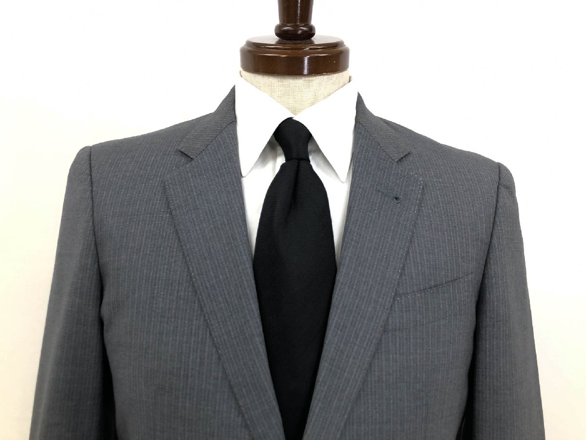 美品【ポールスミスコレクション】 グアベロ生地 SUPER130's 2ボタンスーツ (メンズ) sizeM グレー系 ストライプ柄 MK.1540001 ◯33RMS1489　【中古】