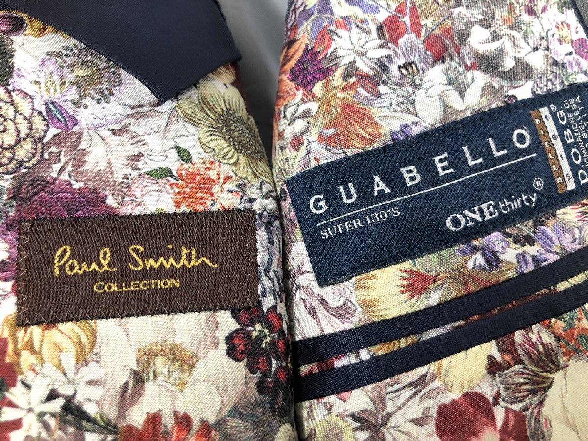 美品【ポールスミスコレクション】 グアベロ生地 SUPER130's 2ボタンスーツ (メンズ) sizeM グレー系 ストライプ柄 MK.1540001 ◯33RMS1489　【中古】