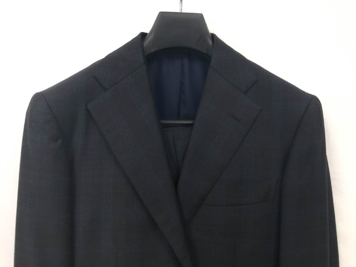 美品【STRASBURGO ストラスブルゴ】ゼニア生地 シングル3B段返り 3ピーススーツ (メンズ) 42 チャコールグレー チェック柄 ◯32RMS1557◯　【中古】