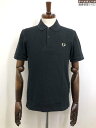 【FRED PERRY フレッドペリー】M3N コットン100% 鹿の子生地 半袖ポロシャツ (メンズ) size38 ブラック 英国製 ◇35MT6116◇ 【中古】