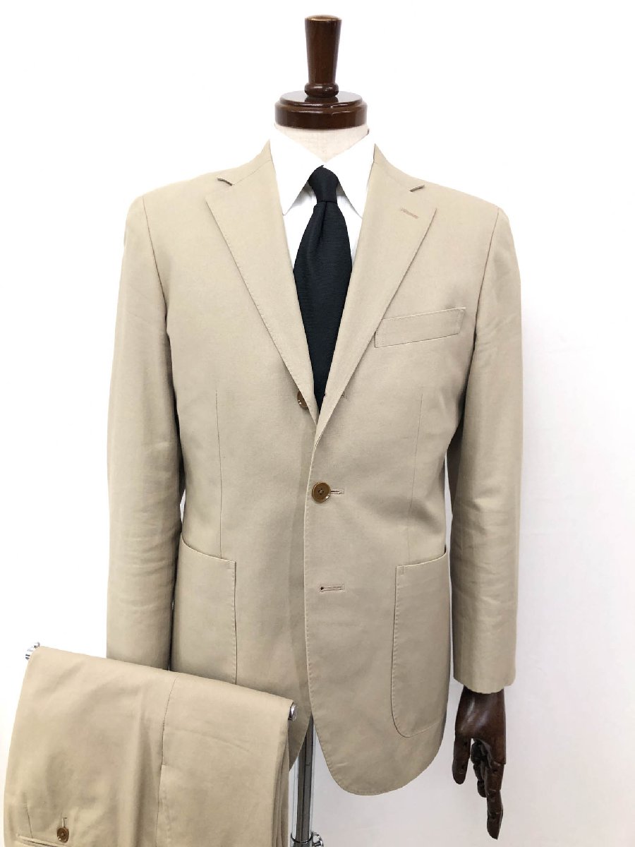 美品【BLESS Stella ブレスステッラ 】2パッチポケット 3B段返り コットンスーツ (メンズ) size46相当 ベージュ系 織柄 ◇32RMS1662◇ 【中古】