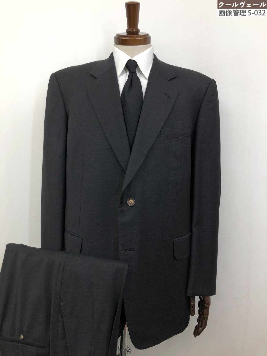 美品【英国屋 EIKOKUYA 英國屋】 シングル2ボタン 2タックスーツ (メンズ) size48~50相当 チャコールグレー系 無地 ◇33RMS1679◇ 【中古】