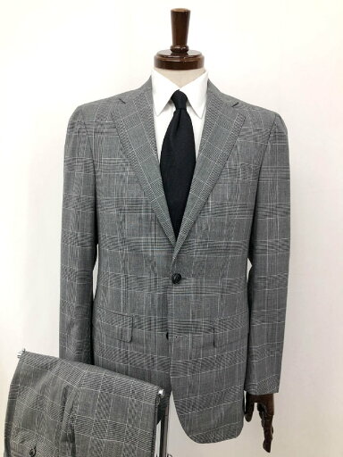 超美品【ロゼスト RROZESTT】シングル2ボタン オーダースーツ (メンズ) size46~48相当 グレー系 グレンチェック柄 ◇32RMS1665◇ 【中古】 超美品【ロゼスト RROZESTT】シングル2ボタン オーダースーツ (メンズ) size46~48相当 グレー系 グレンチェック柄 ◇32RMS1665◇ 【中古】