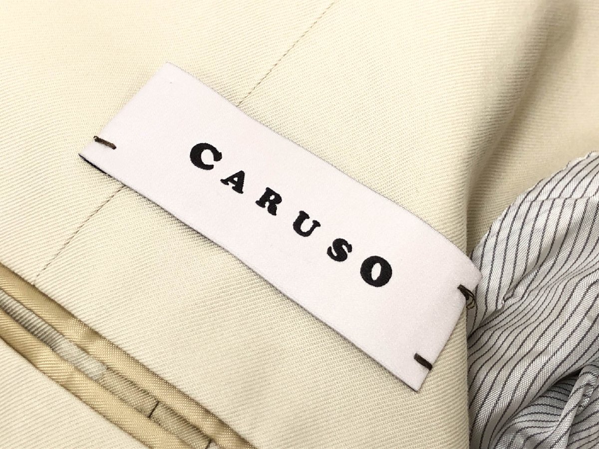美品【カルーゾ CARUSO】 1123-343-4991 コットン100％ 2ボタン3ピースセットアップスーツ (メンズ) size48/8R ベージュ系 伊製◇33RMS1695　【中古】
