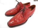 美品 【ステファノベーメル Stefano Bemer】 スクエアトゥ 外羽根 レザーシューズ 紳士靴 (メンズ) size41 レッド系 ◇3MZA7689◇...