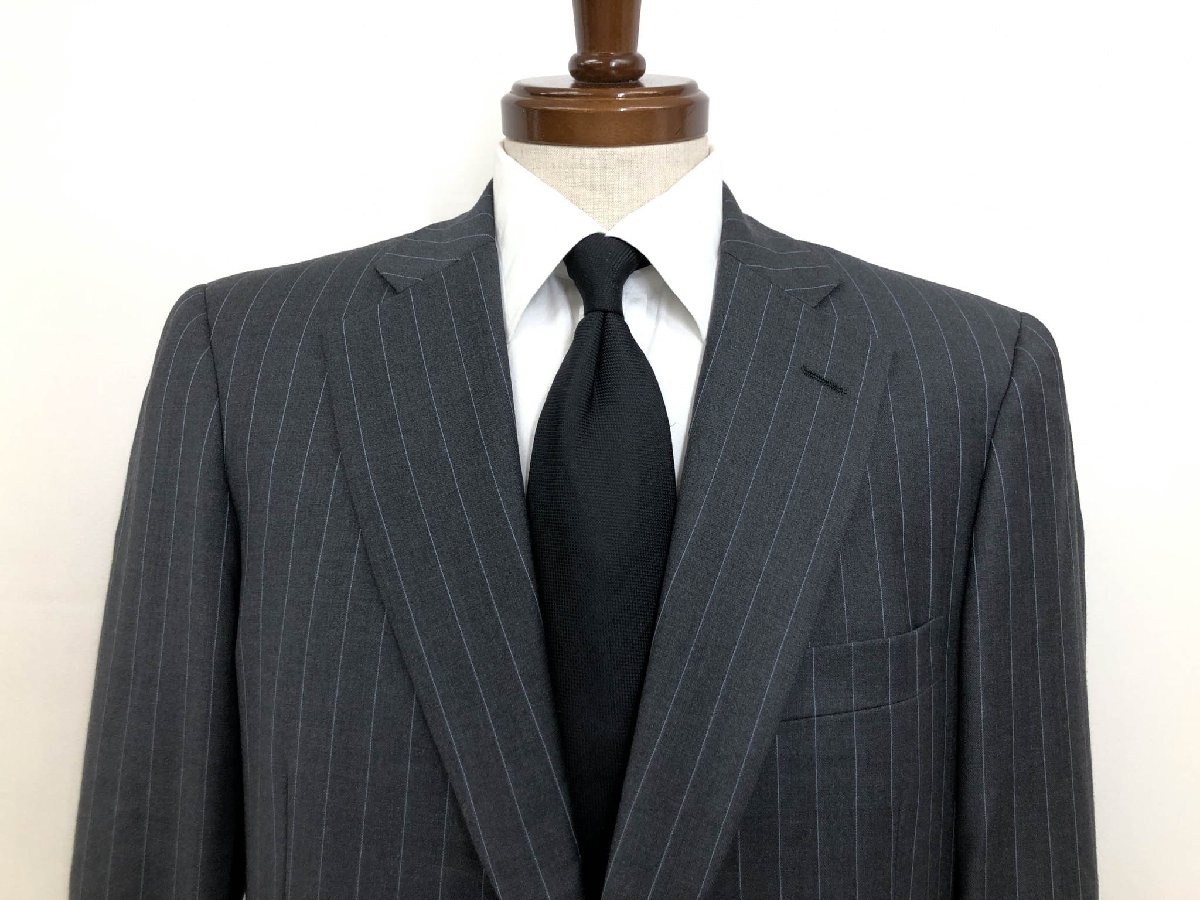 超美品【Paul Stuart ポールスチュアート】 13-289-902 シングル2ボタンスーツ (メンズ) sizeAB5 グレー系 ストライプ柄 ◇33RMS1763◇　【中古】