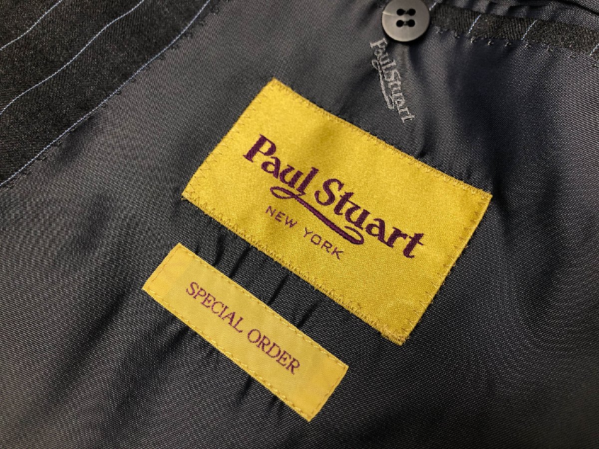 超美品【Paul Stuart ポールスチュアート】 13-289-902 シングル2ボタンスーツ (メンズ) sizeAB5 グレー系 ストライプ柄 ◇33RMS1763◇　【中古】