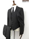 超美品【リングヂャケット RING JACKET】 ロロピアーナSuper130's 1ボタン 3ピーススーツ (メンズ) size48 ブラック 無地 ◇33...