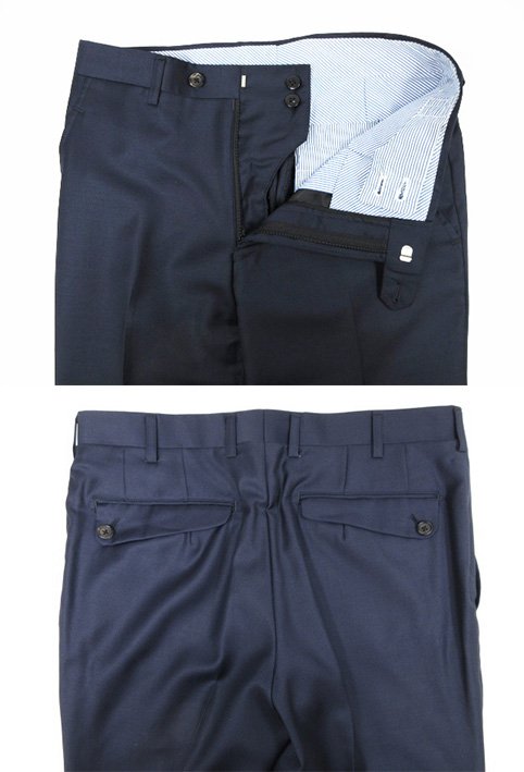 超美品【ドットテイラー DOT TAILOR】ドーメル生地 小さいサイズ 2B 3ピーススーツ(メンズ) 42相当 濃いめのネイビー 濃紺無地 ◇32RMS1864　【中古】