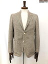 超美品【LARDINI ラルディーニ】JI903Q 絹×綿 ブートニエール 3B段返り 織柄 アンコンジャケット (メンズ) 44REG 茶系 伊製 ◇17MJ0535◇ 【中古】