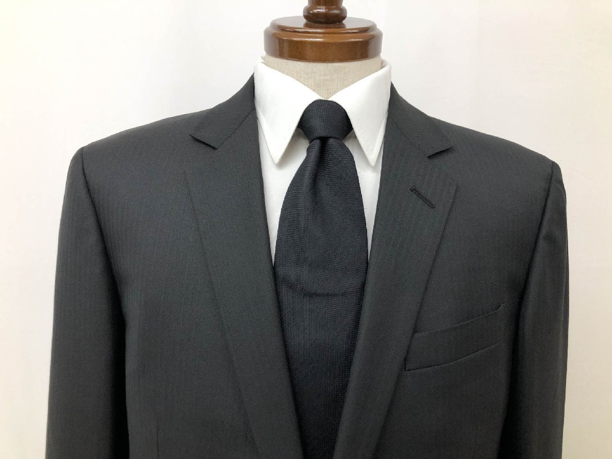 美品【CK Calvin Klein シーケーカルバンクライン】 シングル2ボタンスーツ (メンズ) size40/33 ブラック ヘリンボーン柄 ◇33RMS1954◇　【中古】