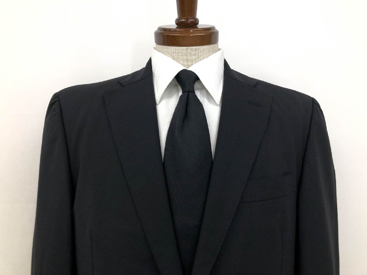 【ニューヨーカー NEWYORKER】ウール100％ シングル2ボタン スーツ (メンズ) sizeAB5 ブラック 黒無地 冠婚葬祭 ◇32RMS1858◇　【中古】