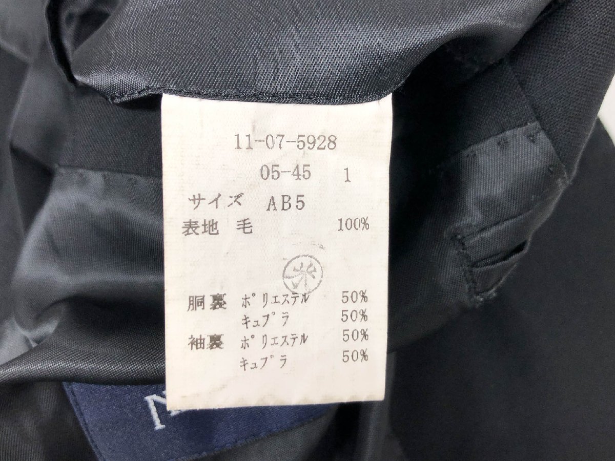 【ニューヨーカー NEWYORKER】ウール100％ シングル2ボタン スーツ (メンズ) sizeAB5 ブラック 黒無地 冠婚葬祭 ◇32RMS1858◇　【中古】
