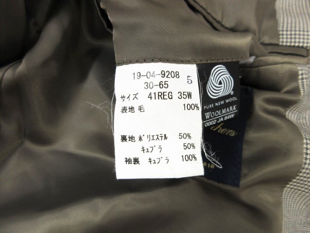 【ブルックスブラザーズ Brooks Brothers】19-04-9208-30-65 3ボタン段返り スーツ(メンズ)41REG/35W グレー系 グレンチェック ◇32RMS1863　【中古】