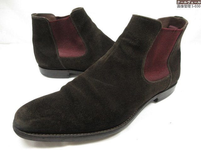 【ポールスチュアート Paul Stuart】 スエードレザー プレーントゥ ミドルカット サイドゴアブーツ 靴 (メンズ) size26 濃茶 ◇30MZA7...