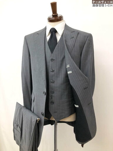 美品【メールアンドコー MALE&Co.】 モヘア混 シングル2ボタン 3ピーススーツ(メンズ) size50相当 ストライプ柄 グレー系 ◇33RMS2026◇ 【中古】 美品【メールアンドコー MALE&Co.】 モヘア混 シングル2ボタン 3ピーススーツ(メンズ) size50相当 ストライプ柄 グレー系 ◇33RMS2026◇ 【中古】