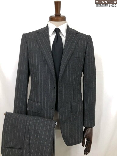 超美品【アルデックス aldex】ドラッパーズ生地 ウール 2ボタン オーダースーツ (メンズ) size42相当 グレー系 ストライプ柄 ◇32RMS1894 【中古】 超美品【アルデックス aldex】ドラッパーズ生地 ウール 2ボタン オーダースーツ (メンズ) size42相当 グレー系 ストライプ柄 ◇32RMS1894 【中古】