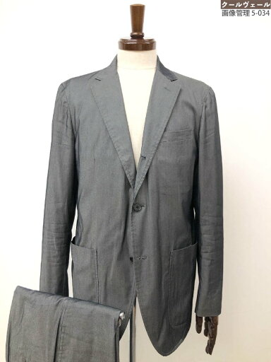 超美品【ビームスハート BEAMS HEART】41-16-0682-819 シャンブレー生地 3B段返り スーツ (メンズ) 50 グレー ナチュラルな織柄◇32RMS1998 【中古】