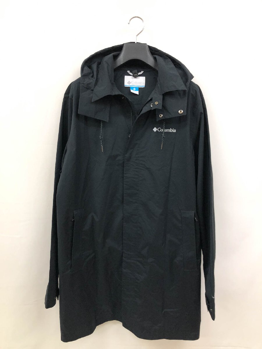 超美品【コロンビア Columbia】1889313 OMNI-TECH フード付 2WAY ポリエステルコート (メンズ) sizeL ブラック ◇17MW3992◇　【中古】