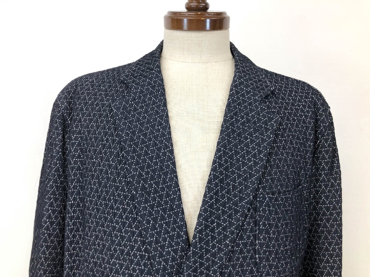 超美品 【ジョルジオアルマーニ ARMANI】 8WGGG02F T01J9 シアサッカー生地 ダブル4ボタン スーツ (メンズ) 56/54 ネイビー ◇32RMS2058◇　【中古】