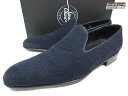 未使用 【DOUCAL'S デュカルス】 6244 パンチングスエードレザー プレーントゥ スリッポン 靴 (メンズ) size40 ネイビー系 ◇37MZA8...