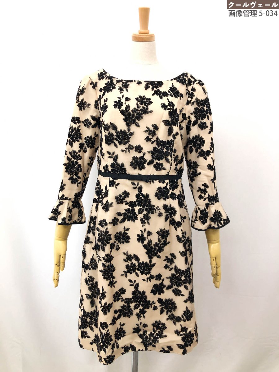 未使用【TOCCA トッカ】664-5 COP.TO.SW.0981 花柄 フロッキープリント ロングワンピース (レディース) size6 ベージュ系 ◇17...