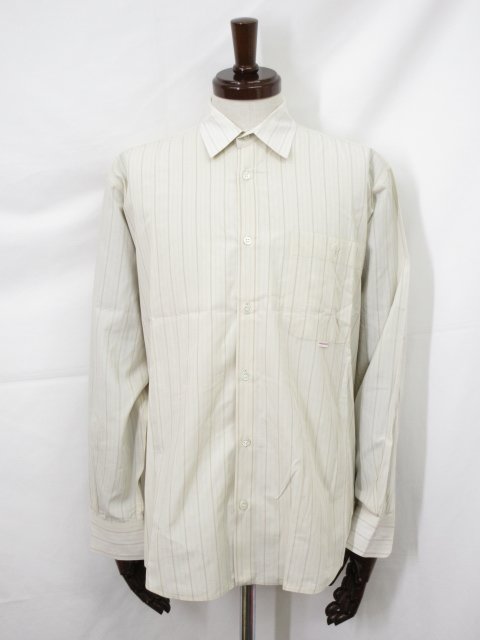 【PAPAS パパス】セミワイドカラー マルチストライプ柄 長袖シャツ (メンズ) size48/M ライトベーシュ系 ◇38MK6120◇ 【中古】