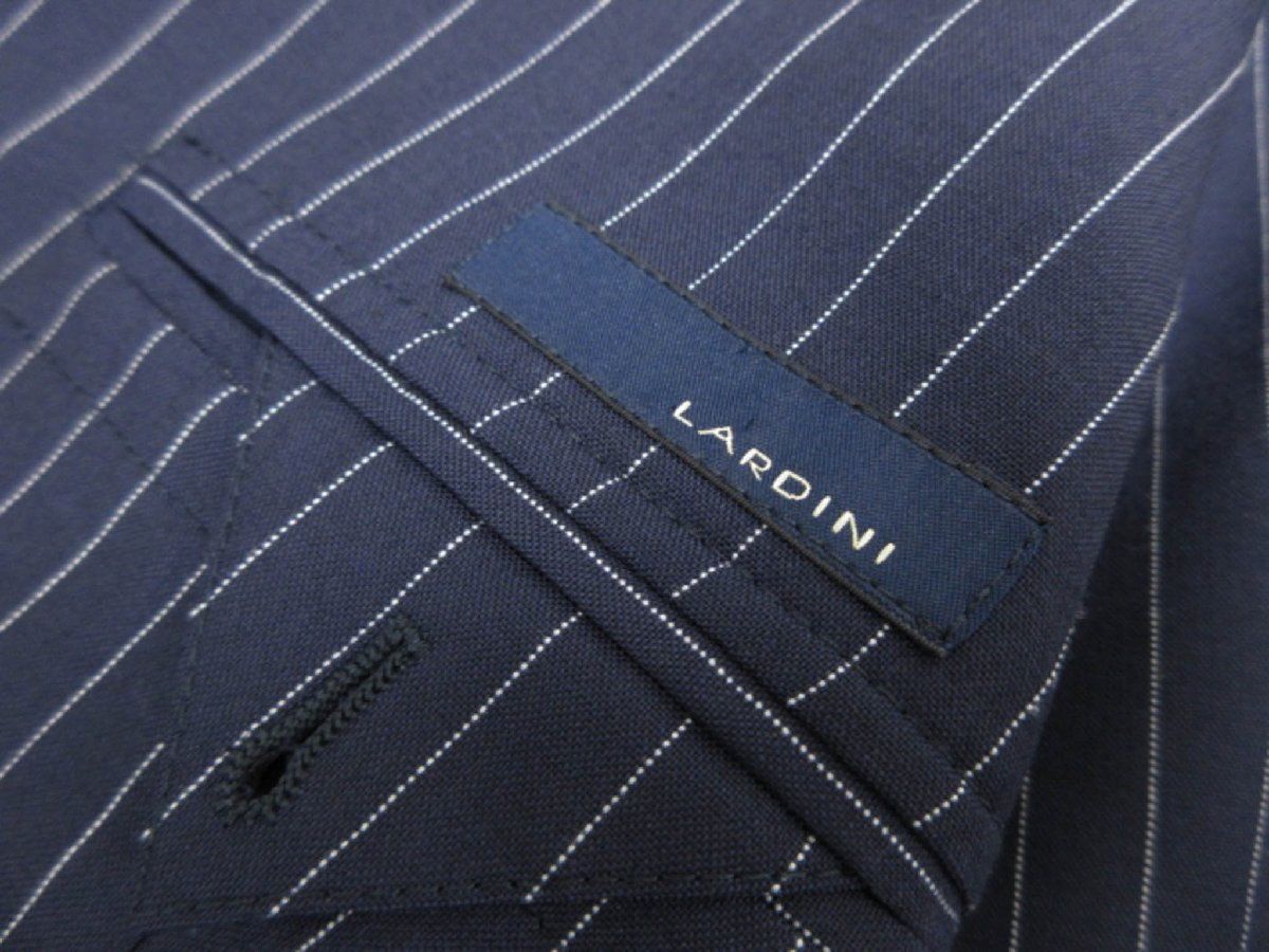 【ラルディーニ LARDINI】JC32485AQ シングル3ボタン段返り スーツ (メンズ) size46REG ネイビー ストライプ柄 イタリア製 ◇32RMS2340◇　【中古】