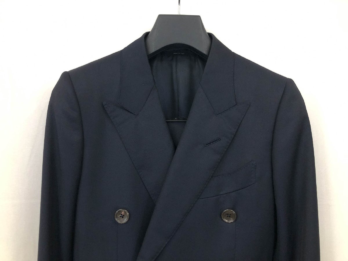 【トムフォード TOM FORD】O'CONNOR モヘア混 ダブル6ボタンスーツ (メンズ) size7-40C 暗めのネイビー系 11YN40 イタリア製 ◇33RMS2405◇　【中古】