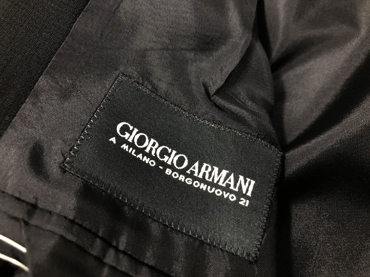 超美品【ジョルジオアルマーニ GIORGIO ARMANI】 シングル2ボタンスーツ (メンズ) size54 ブラック 黒無地 01 700210 ◇33RMS2406◇　【中古】