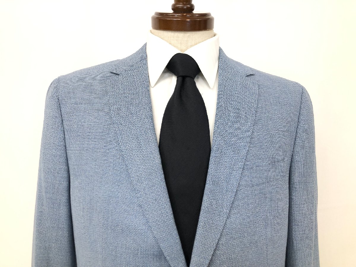 未使用【BOSS ヒューゴボス HUGO BOSS】S21SR バルベラ生地 シングル2ボタン スーツ (メンズ) size48C ライトブルー系 織柄 ◇35RMS2423◇　【中古】